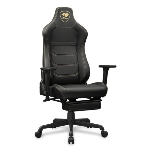 SILLA COUGAR ARMOR EVO S GOLD  BLACK REPOSA PIES RETRACTIL CUERO SINTETICO 120KG - Imagen 7