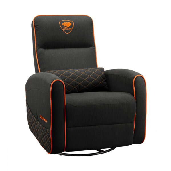 SOFA COUGAR FIDOM BLACK ORANGE TIPO LINO ACOLCHADO RECLINABLE 150KG
