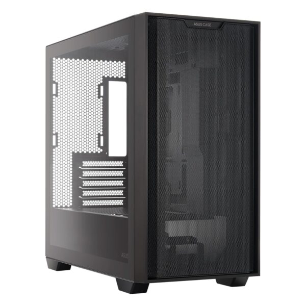 GABINETE ASUS (A21 ASU CASE/BLK) NEGRO, VIDRIO TEMPLADO Y MALLA,SOPORTA BTF, MT, S/FUENTE