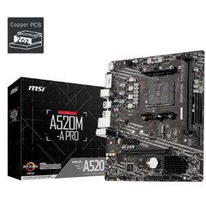 MOTHERBOARD MSI (A520M-A PRO G) SOCKET AM4, 2*DDR4 4400, HDMI,DVI-D, M-ATX, GRANEL