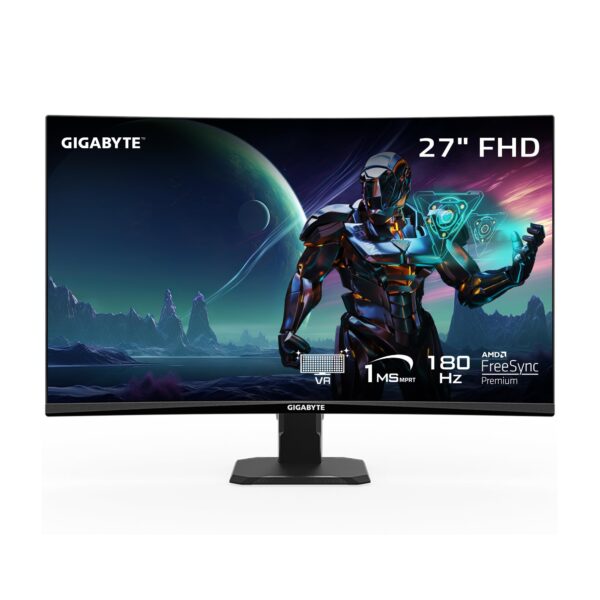MONITOR LED GIGABYTE 27" (GS27FC) GAMING,1920X1080 FHD,CURVO,180HZ,2*HDMI 2.0,DP,1MS,PANEL VA