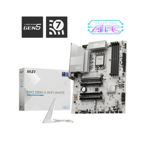MOTHERBOARD MSI (PRO Z890-S WIFI WHITE) SOCKET 1851, 4*DDR5 8800, HDMI, DP, USB-C, 3*M.2, ATX