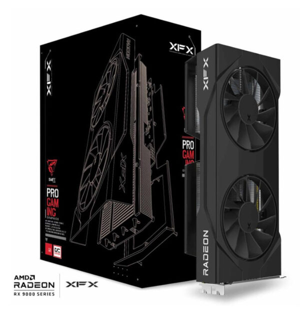 TARJETA DE VIDEO XFX (RX-96TSW8GBQ) SWIFT RX9060XT OC,8GB GDDR6,1900MHZ,2*DP,HDMI,2*FAN,NEGRO