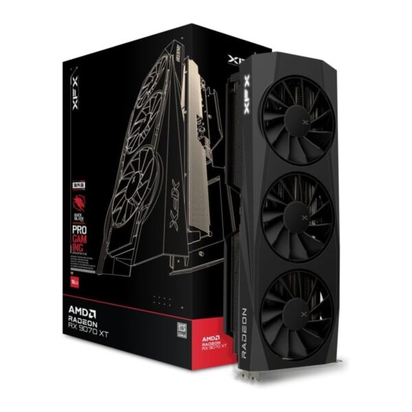 TARJETA DE VIDEO XFX (RX-97TQICKB9) QUICKSILVER AMD RX9070XT,16GB GDDR6, 2400MHZ,3*DP,HDMI