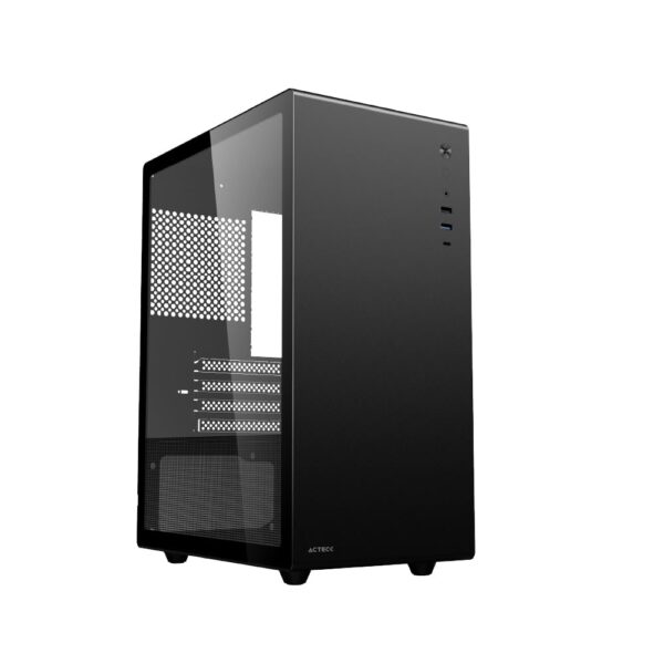 GABINETE ACTECK (AC-935937) NEUSS PRO GI717, MICRO ATX,SIN FUENTE,USB 3.0,USB C,CRISTAL TEMP,NEGRO