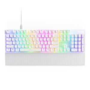 TECLADO NZXT (KB-001NW-US) FUNCTION 2 , INGLES, RGB, SWITCH GATERON RED, REPOSA MUÑECAS, BLANCO