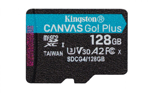 MEMORIA MICROSD SDXC KINGSTON 128GB (SDCG4/128GB) CANVAS GO PLUS GEN4, UHS-I, 3U, V3, A2 CLASE10, C/ADAPTADOR - Imagen 2