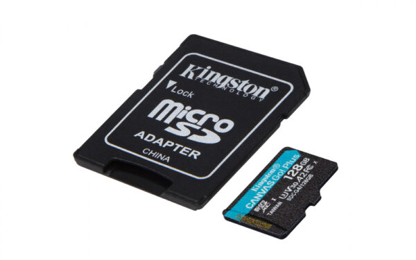 MEMORIA MICROSD SDXC KINGSTON 128GB (SDCG4/128GB) CANVAS GO PLUS GEN4, UHS-I, 3U, V3, A2 CLASE10, C/ADAPTADOR