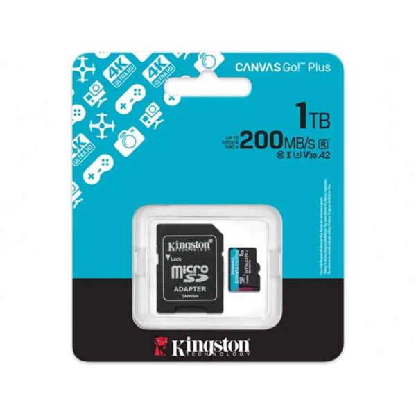 MEMORIA MICROSD SDXC KINGSTON 1TB (SDCG4/1TB) CANVAS GO PLUS GEN4, UHS-I, 3U, V3, A2 CLASE10, C/ADAPTADOR - Imagen 3