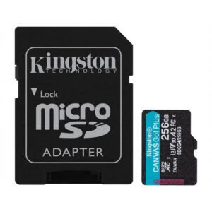 MEMORIA MICROSD SDXC KINGSTON 256GB (SDCG4/256GB) CANVAS GO PLUS GEN4, UHS-I, 3U, V3, A2 CLASE10, C/ADAPTADOR