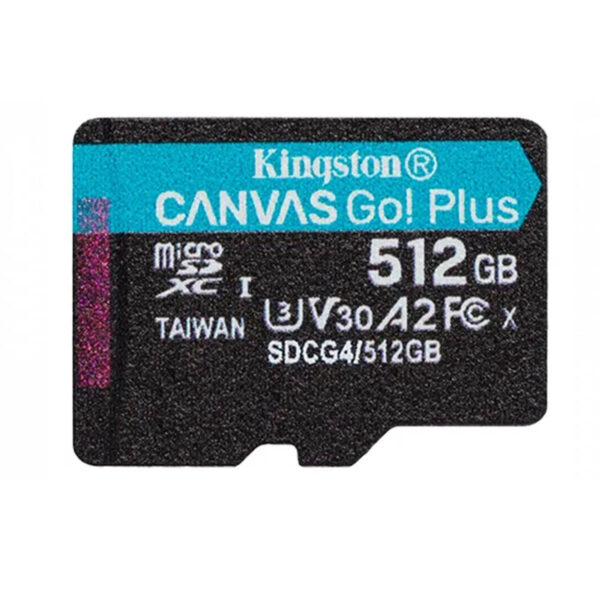 MEMORIA MICROSD SDXC KINGSTON 512GB (SDCG4/512GB) CANVAS GO PLUS GEN4, UHS-I, 3U, V3, A2 CLASE10, C/ADAPTADOR - Imagen 2
