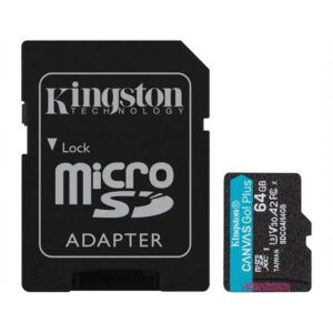 MEMORIA MICROSD SDXC KINGSTON 64GB (SDCG4/64GB) CANVAS GO PLUS GEN4, UHS-I, 3U, V3, A2 CLASE10, C/ADAPTADOR