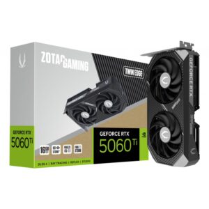 TARJETA DE VIDEO ZOTAC (ZT-B50620E-10M) RTX 5060TI TWIN EDGE 16GB GDDR7,2572 MHZ,PCIE 5,HDMI,3*DP,2*FAN