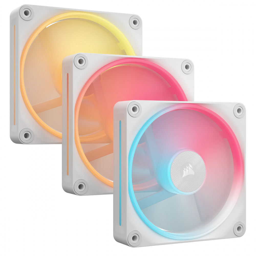 VENTILADOR GABINETE CORSAIR (CO-9051054-WW) ICUE LINK LX120 RGB, 3 FAN, 120MM, MAGNETICO, BLANCO