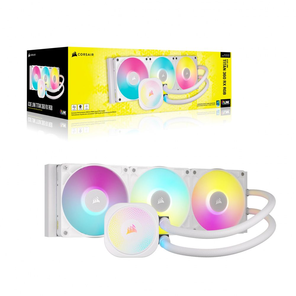 VENTILADOR P/CPU CORSAIR (CW-9061021-WW) ICUE LINK TITAN RX RGB,360MM,ENFRIAMIENTO LIQUIDO,BLANCO - Imagen 4