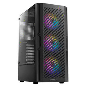 GABINETE ANTEC (AX20 ELITE) MEDIA TORRE ATX,CRISTAL,S/FUENTE,4*FAN,3*USB,NEGRO