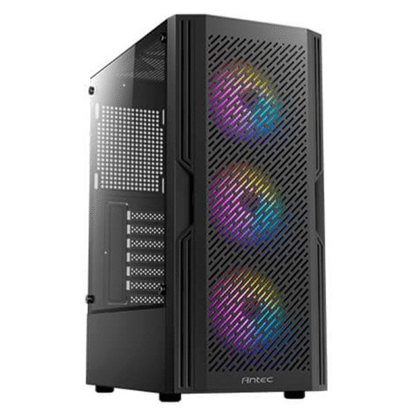 GABINETE ANTEC (AX20 ELITE) MEDIA TORRE ATX,CRISTAL,S/FUENTE,4*FAN,3*USB,NEGRO