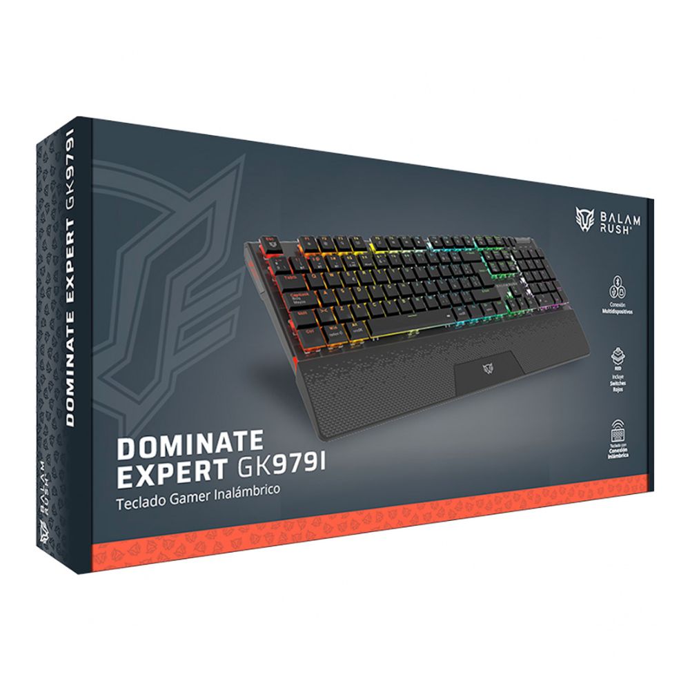 TECLADO MECANICO BALAM RUSH (BR-940382) DOMINATE EXPERT GK979L, SWITCH RED, 105 TECLAS, RGB, NEGRO - Imagen 2
