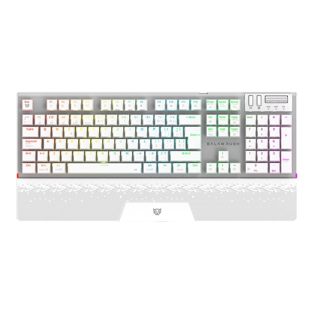 TECLADO MECANICO BALAM RUSH (BR-940399) DOMINATE EXPERT GK979L, SWITCH RED, 105 TECLAS, RGB, BLANCO