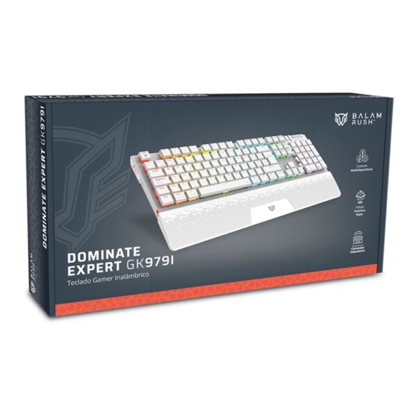 TECLADO MECANICO BALAM RUSH (BR-940399) DOMINATE EXPERT GK979L, SWITCH RED, 105 TECLAS, RGB, BLANCO - Imagen 2