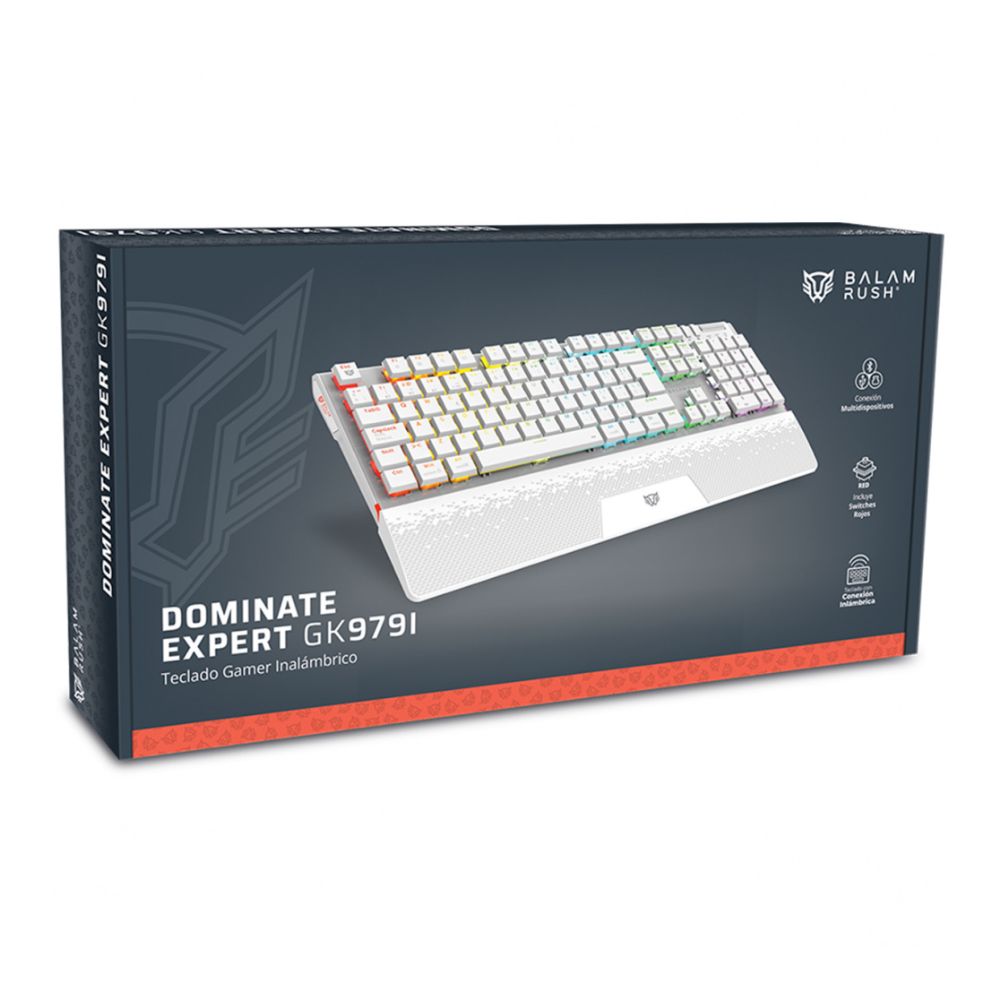 TECLADO MECANICO BALAM RUSH (BR-940399) DOMINATE EXPERT GK979L, SWITCH RED, 105 TECLAS, RGB, BLANCO - Imagen 2