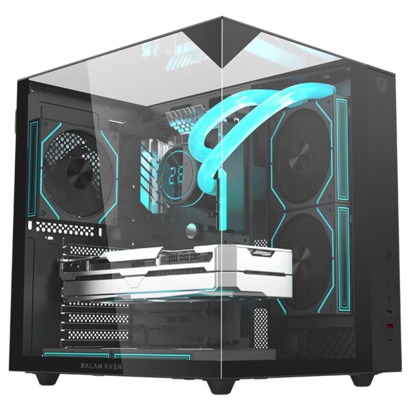 GABINETE BALAM RUSH (BR-941525) TANK MAJESTIC 6600,ATX, 1*USB 3.0,CRISTAL TEMP,FAN 3*120MM,ARGB,NEGRO