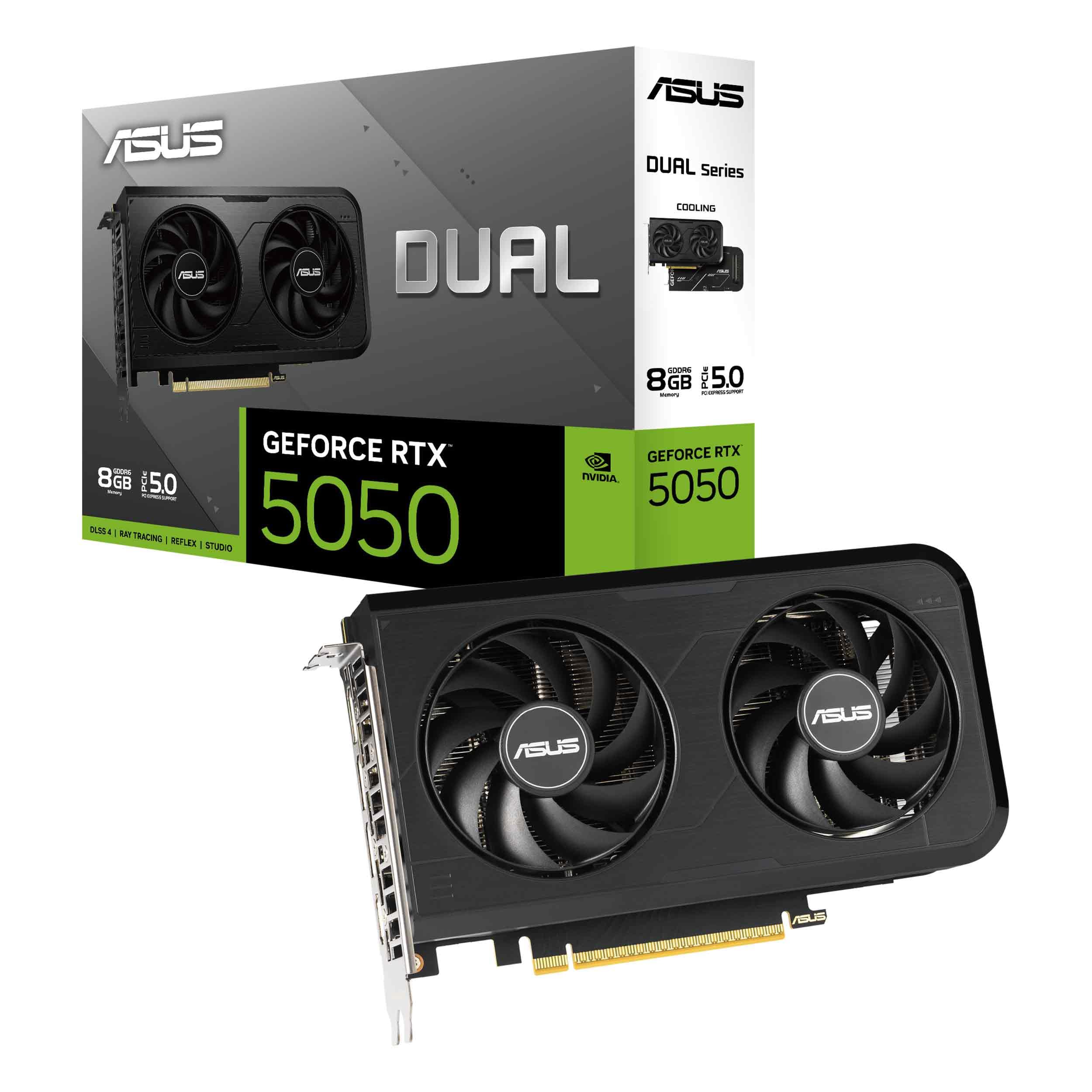 TARJETA DE VIDEO ASUS (DUAL-RTX5050-8G) 8GB GDDR6, 128BIT, PCI-E 5.0, HDMI, 3*DP, DUAL FAN