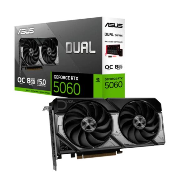 TARJETA DE VIDEO ASUS (DUAL-RTX5060-O8G) 8GB GDDR7, 128BIT, PCI-E 5.0, HDMI, 3*DP, DUAL FAN