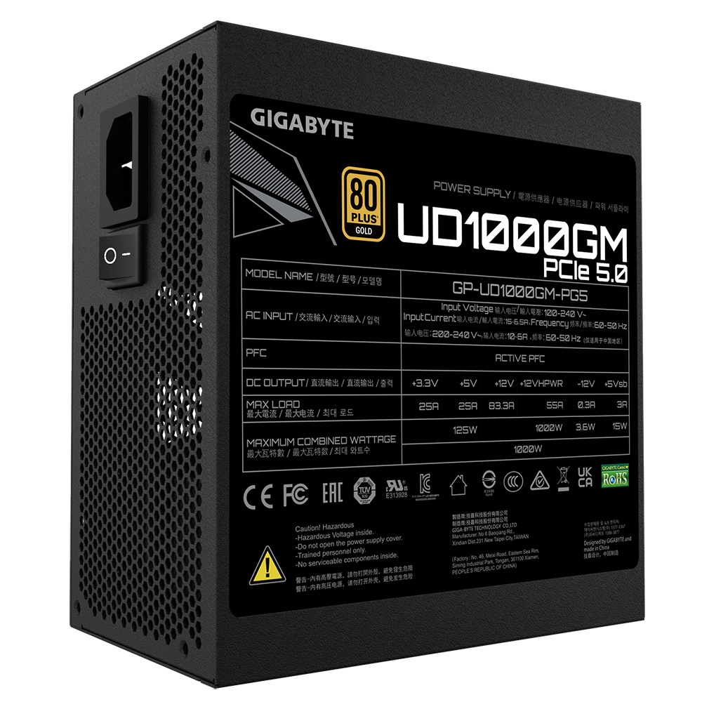 FUENTE DE PODER GIGABYTE (GP-UD1000GM-PG5) 1000W,MODULAR, ULTRA DURABLE, 80 PLUS GOLD - Imagen 5