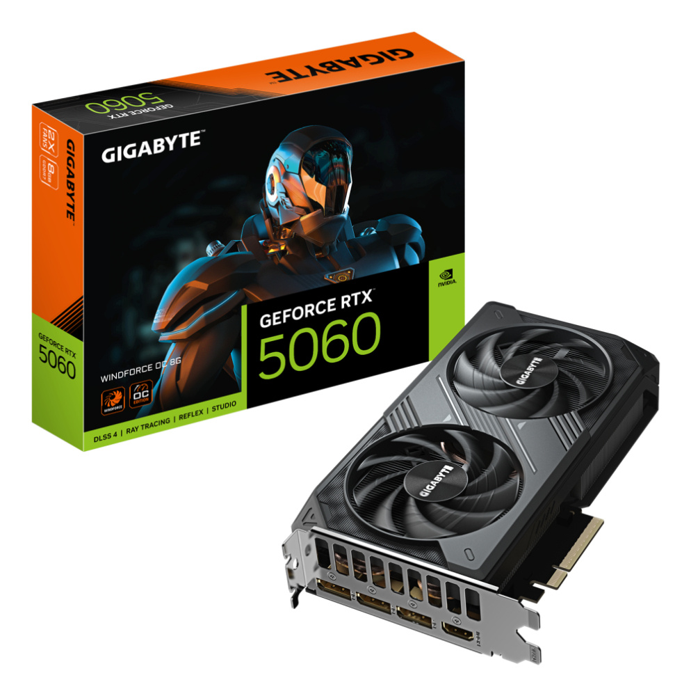 TARJETA DE VIDEO GIGABYTE (GV-N5060WF2OC-8GD) RTX 5060,8GB GDDR7,PCIE 5.0,HDMI,3*DP,2 FAN