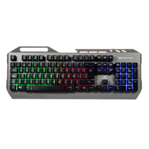 TECLADO MECANICO NACEB (NA-0966) CYBER STEEL, MEMBRANA, MULTICOLOR, 105 TECLAS, METAL-PVC, PLATA