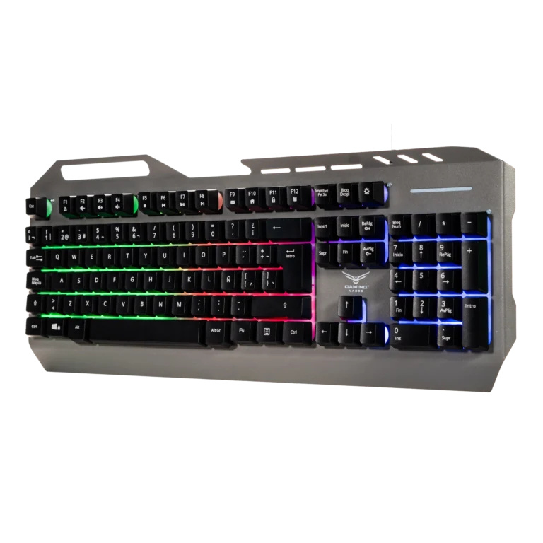 TECLADO MECANICO NACEB (NA-0966) CYBER STEEL, MEMBRANA, MULTICOLOR, 105 TECLAS, METAL-PVC, PLATA - Imagen 2