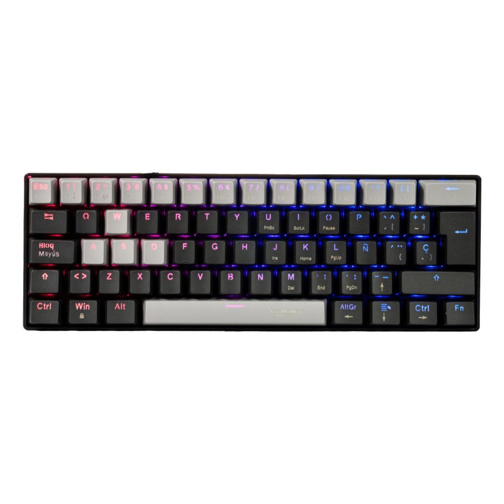 TECLADO MECANICO NACEB (NA-0968) BLACK VIPER,MECANICO,60%,SWITCH RED,7 COLORES,ANTIGHOST,NEGRO/GRIS