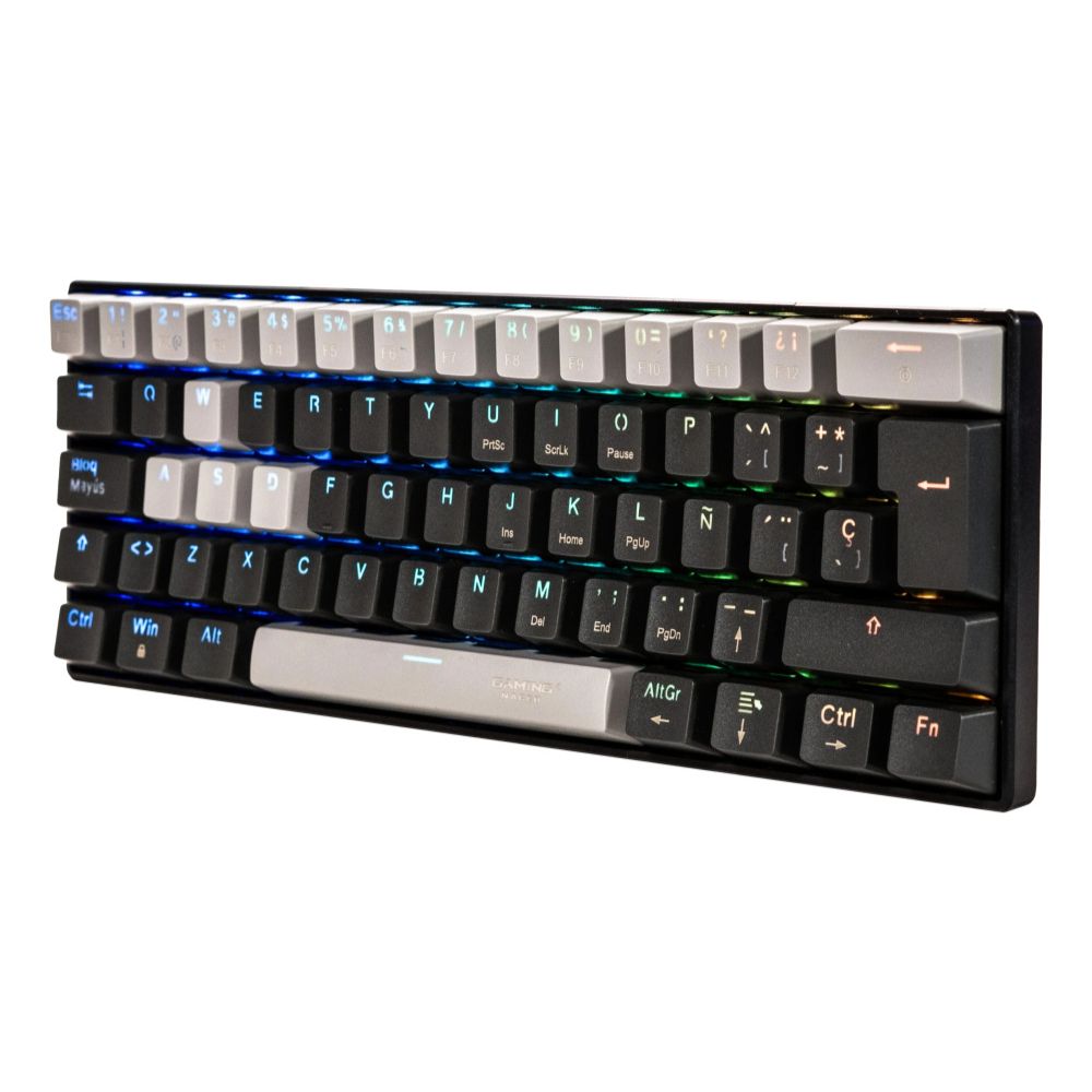 TECLADO MECANICO NACEB (NA-0968) BLACK VIPER,MECANICO,60%,SWITCH RED,7 COLORES,ANTIGHOST,NEGRO/GRIS - Imagen 2