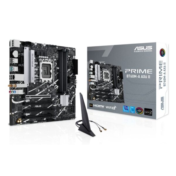 MOTHERBOARD ASUS (PRIME B760M-A AX6 II) SOCKET 1700, 4*DDR5,HDMI,DP,PCI-E 4.0,WIFI6,MATX