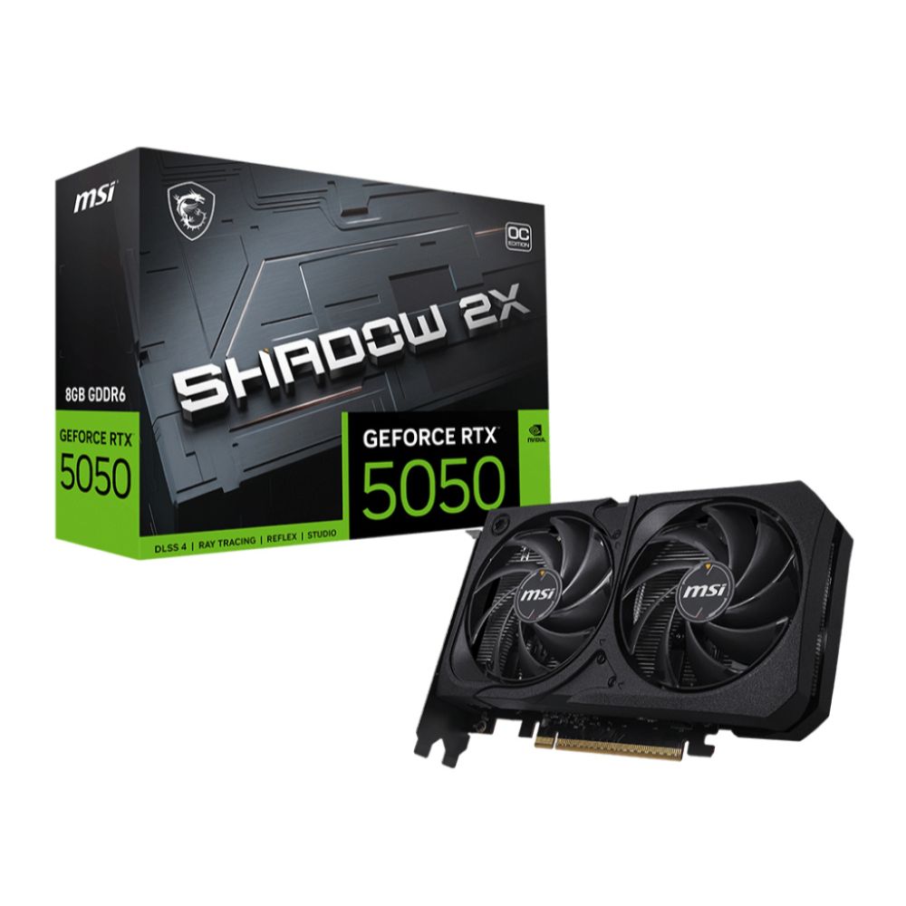 TARJETA DE VIDEO MSI (RTX 5050 8G SHADOW 2X OC) RTX 5050, 8GB GDDR6,PCIE 5.0,2*HDMI,2*DP,3FAN