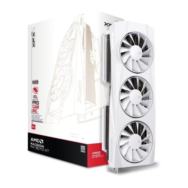 TARJETA DE VIDEO XFX (RX-97TQICKW9) QUICKSILVER RX9070XT,16GB GDDR6, 2400MHZ,3*DP,HDMI,BLANCA