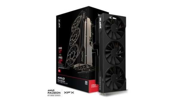 TARJETA DE VIDEO XFX (RX-97TSWF3B9) SWIFT RADEON RX9070XT, 16GB, 2400MHZ, 3*DP, HDMI, 3*FAN, NEGRO