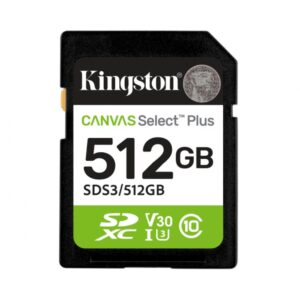 MEMORIA SD SDXC KINGSTON 512GB (SDS3/512GB) CANVAS SELECT PLUS, UHS-I CLASE 10