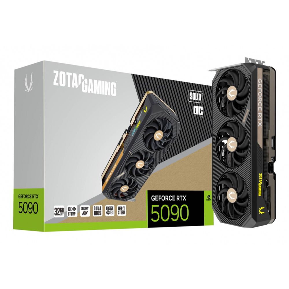 TARJETA DE VIDEO ZOTAC (ZT-B50900J-10P) RTX 5090 SOLID OC 32GB GDDR7, PCIE 5,3*FAN