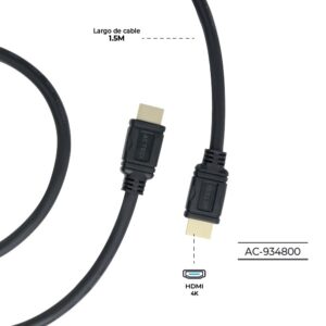 Cable Acteck HDMI Macho a HDMI Macho 4K 1.5 Metros Linx Plus CH205 Negro AC-934800