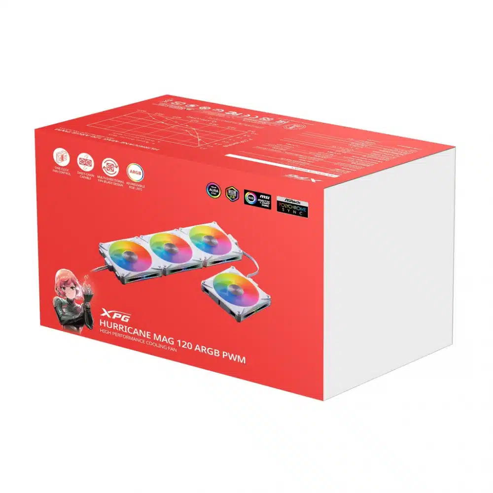 VENTILADOR ADATA XPG HURRICANE MAG RGB 4 PACK 120 MM HURRICANEMAG120ARGBPWM4C WHCWW - Imagen 2