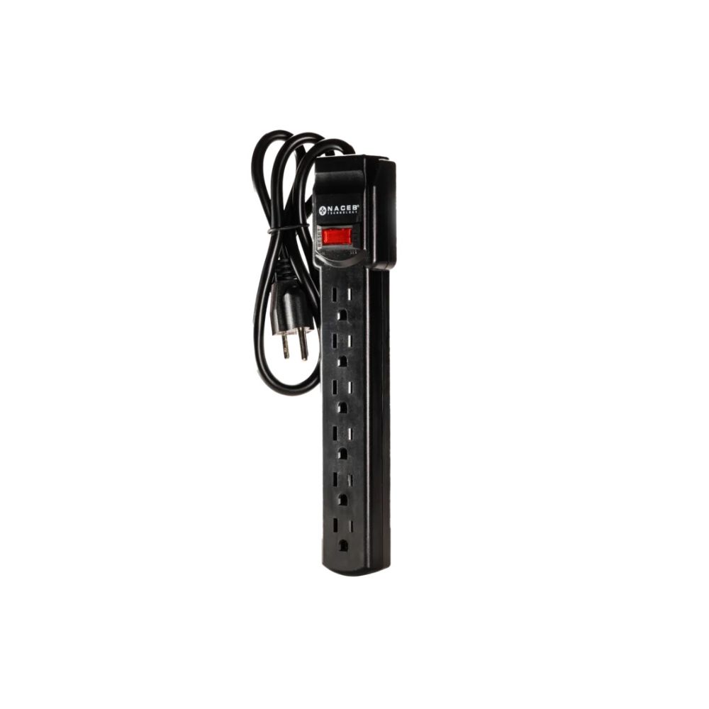 SUPRESOR DE PICOS NACEB (NA-0706) BARRA, 6 CONTACTOS, MAX. 1875 WATTS, CON SWITCH DE REINICIO - Imagen 2