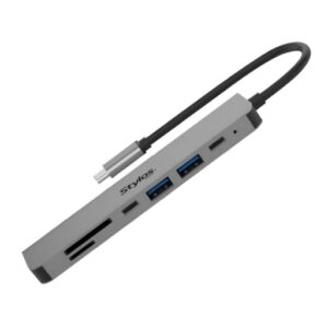 adaptador-stylos-stcbhub71g-hub-7-en-1-1hdmi-2usb-1sd-2usb-c-1microsd-compatible-con-iphone-16pro-max-gris