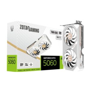 TARJETA DE VIDEO ZOTAC (ZT-B50600Q-10M) RTX 5060 TWIN EDGE OC WHITE 8GB GDDR7 2527MHZ PCIE5 HDMI 3*DP 2*FAN