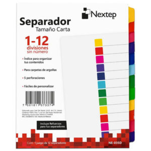 SEPARADOR ECONÓMICO NEXTEP CON 12 DIVISIONES SIN NUMERO NE-035D
