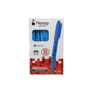 MARCADOR NEXTEP TIPO PLUMA CINCEL COLOR AZUL C/12PZAS NE-084Z