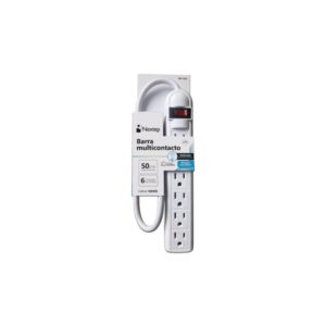 MULTICONTACTO NEXTEP EN BARRA , 6 CONTACTOS ATERRIZADOS, SUPRESOR 490J, CABLE 50CM LONGITUD, 16AWG, NE-240