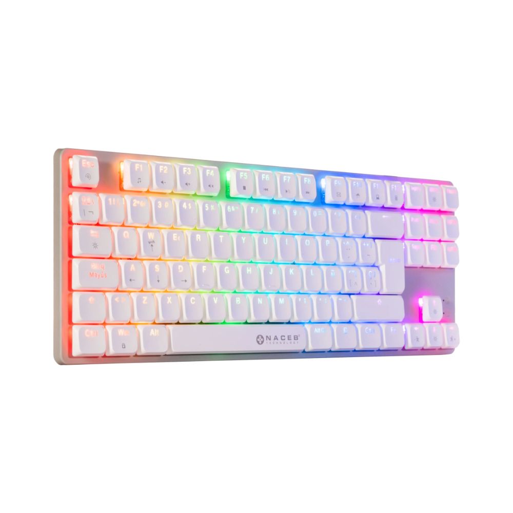 TECLADO MECANICO NACEB (NA-0971) TKL GAMER LOW PROFILE, RGB, 80%, K1009 87 TECLAS, FULL BLANCAS - Imagen 2