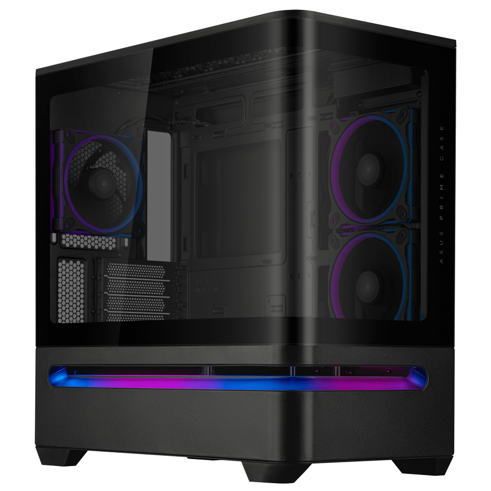 GABINETE ASUS (PRIME AP202 TG ARGB BLACK) NEGRO, MEDIA TORRE VIDRIO TEMPLADO CURVO S/FUENTE
